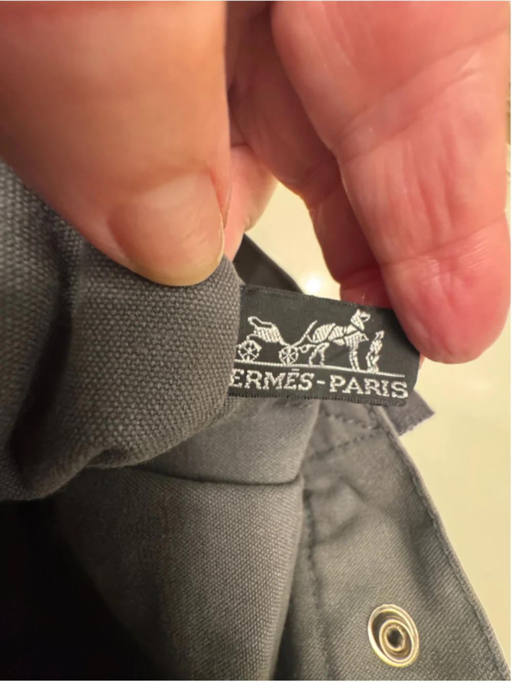 Hermès Fourre-Tout Canvas Tote Bag, Grey and Black Vintage
